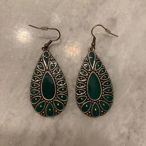 Green and Gold Boho Earrings